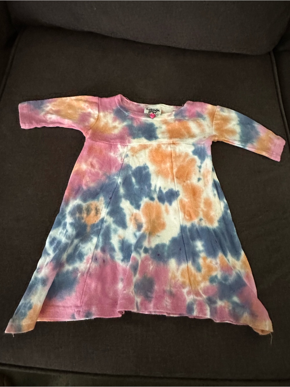 Caboodle Baby Vintage Tie Dye Long Sleeve A-Line Dress Made in USA 0-6 mo
